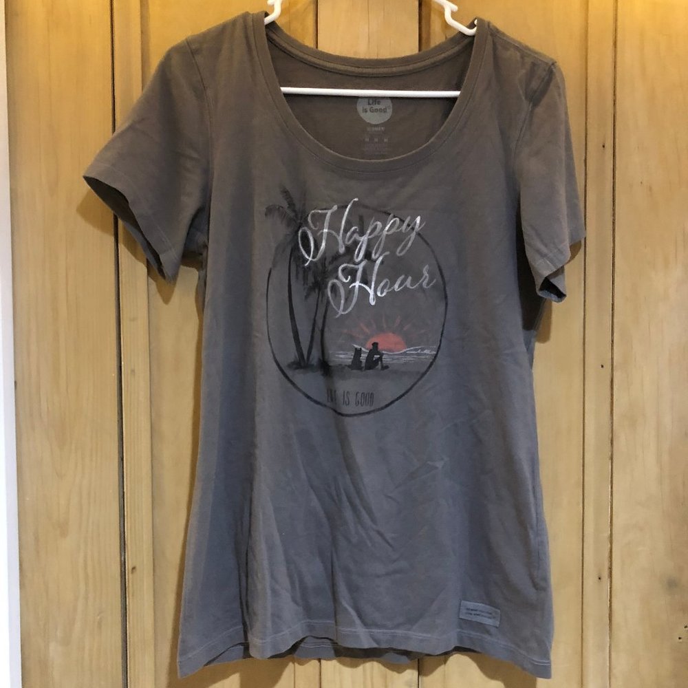 Gray "Happy Hour" Sunset on the Beach Shirt